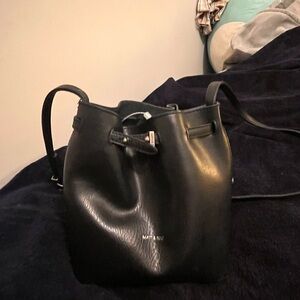 Matt & Nat Black Vegan Leather Drawstring Crossbody Bag